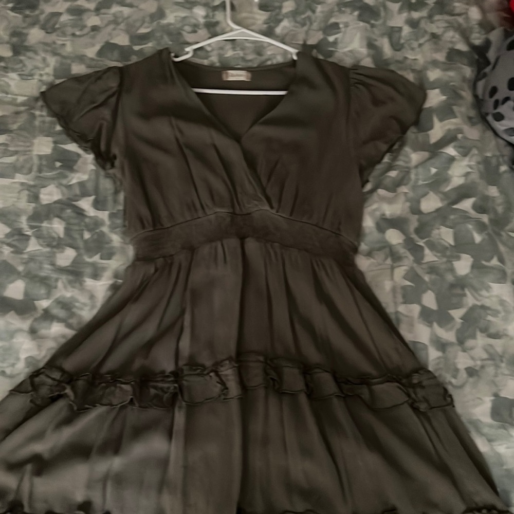 Green dress with v-neck line
